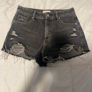 Pacsun Black Distressed Jean Shorts (25)